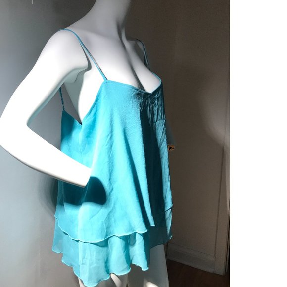 Le Chateau PLUS SIZE Turquoise Mint Blue Green Crepe Flowing Blouse Tank Top NWT - Picture 1 of 2